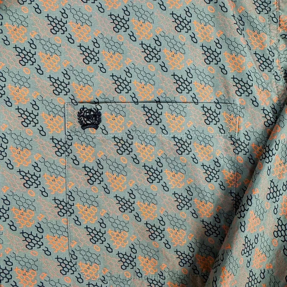 Cinch Shirt Mens Large Gray Orange Geometric Western Button Down Long Sleeve‎ - Picture 3 of 11